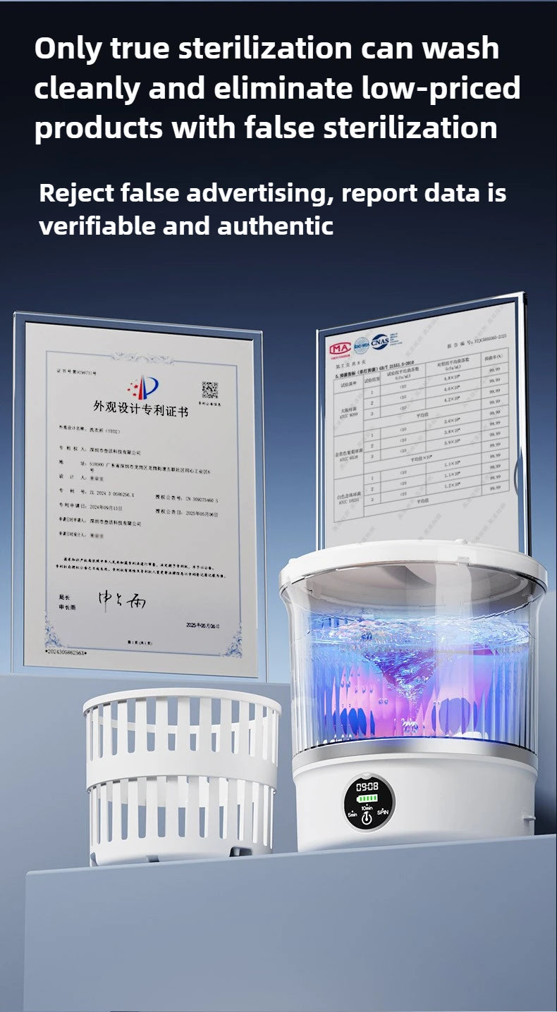 Tidesmit 3L mini portable washing machine for underwear and socks with spin dryer function, compact travel design.