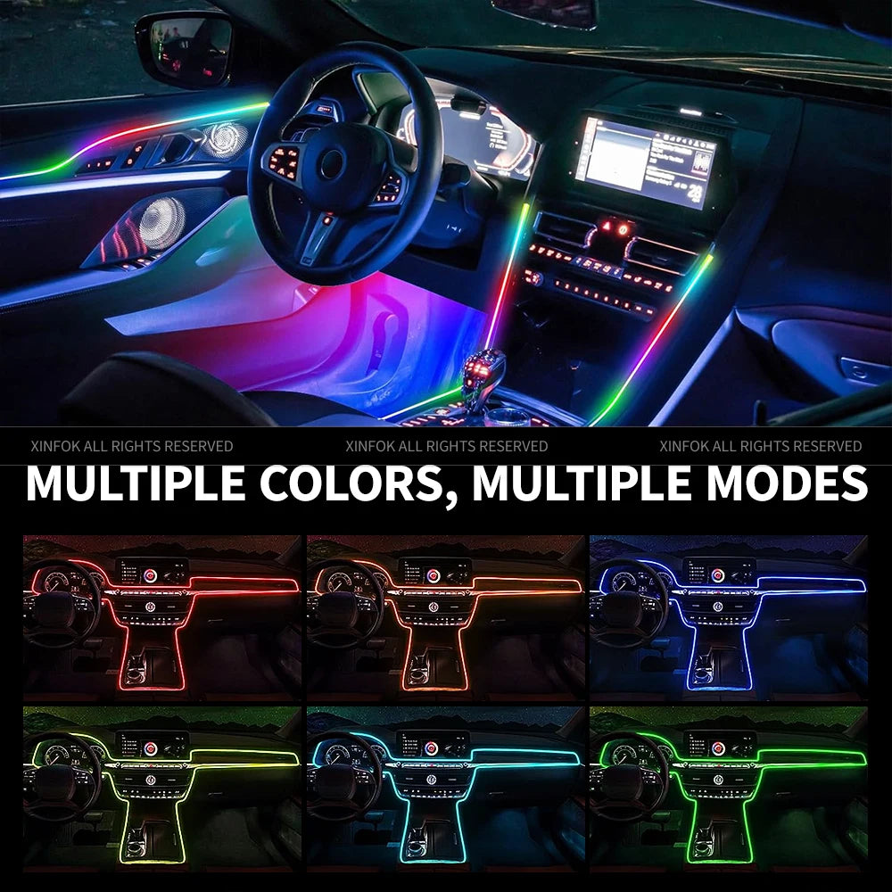 RGB Car Ambient LED Strip Lights with Music Sync App Control Tidesmit