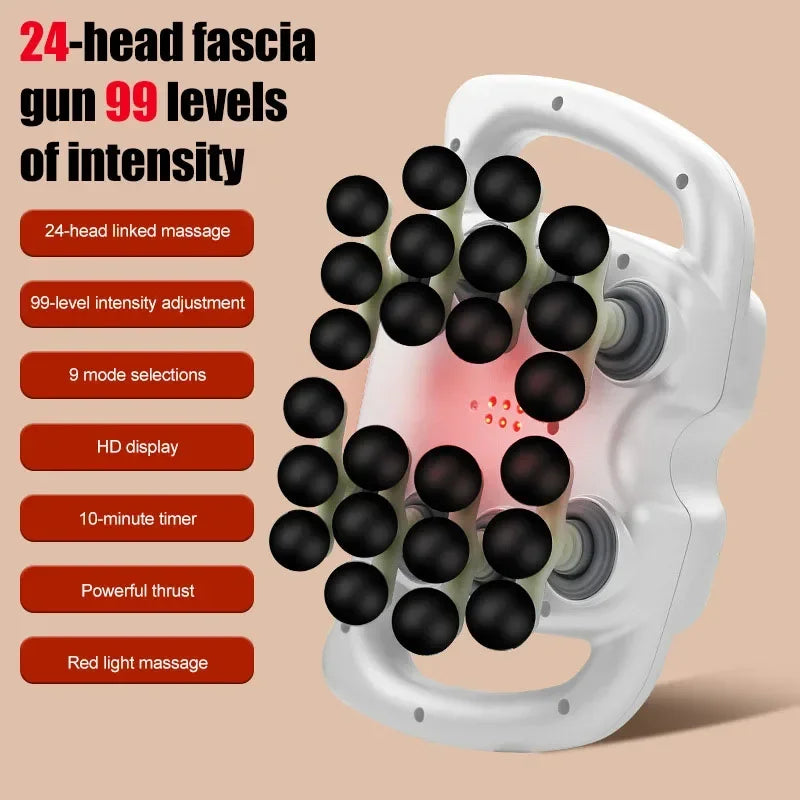 Tidesmit Percussive Therapy Massage Gun - 16-24 Speed Deep Tissue Recovery Fascia Gun White-24 Tidesmit