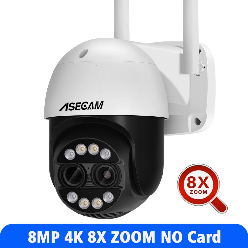 12MP PTZ WiFi IP Camera Dual Lens 2.8mm -12mm 8X Zoom 4K Outdoor AI Human Tracking CCTV Audio Home Security Surveillance Camera