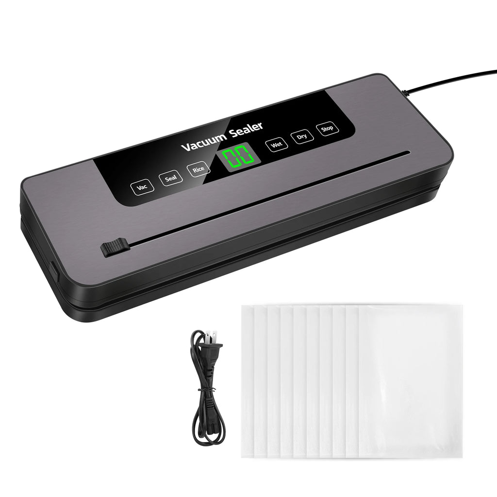 Tidesmit DayPlus automatic vacuum sealer machine for dry and wet food preservation with 10 included sealing bags