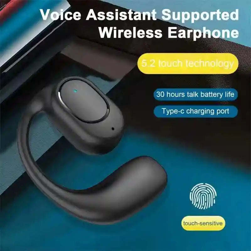 Wireless Single Earbud with Earhook - Bluetooth 5.3 Black - Tidesmit Tidesmit