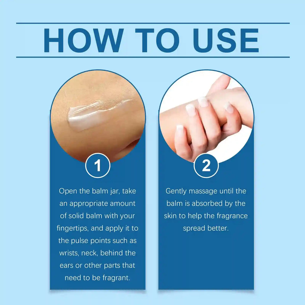 How to apply woody floral solid perfume balm for men and women. Pocket-sized natural fragrance scent for daily use.