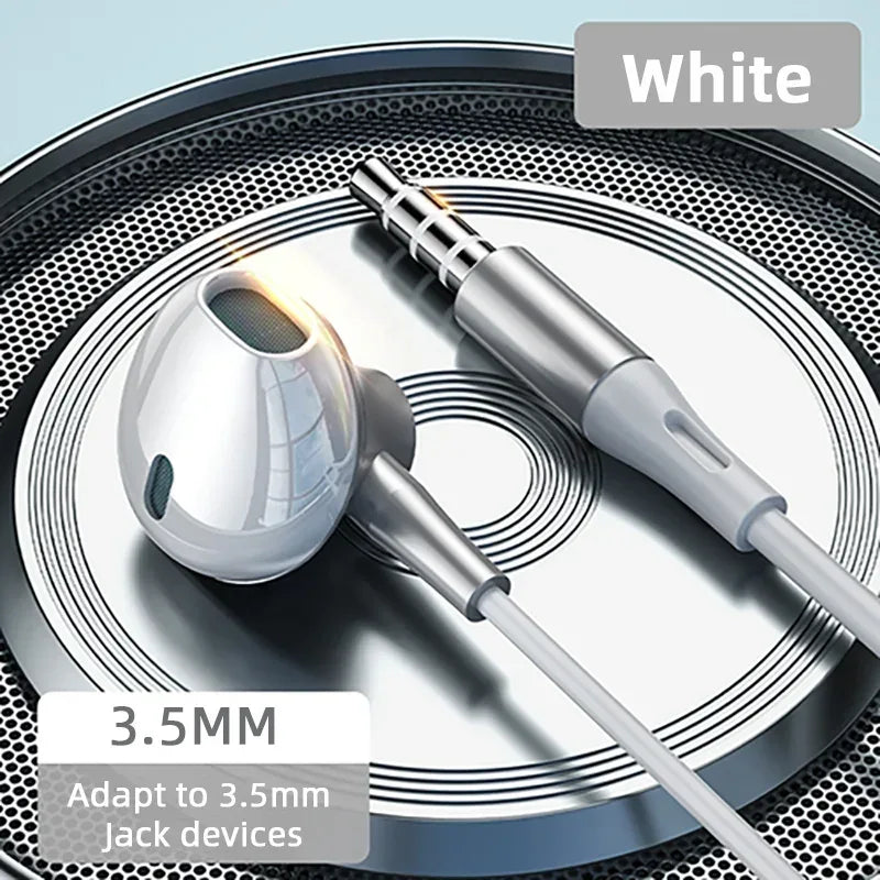 Tidesmit USB C Wired Headphones - HiFi Stereo Audio with Mic White 3.5mm Tidesmit