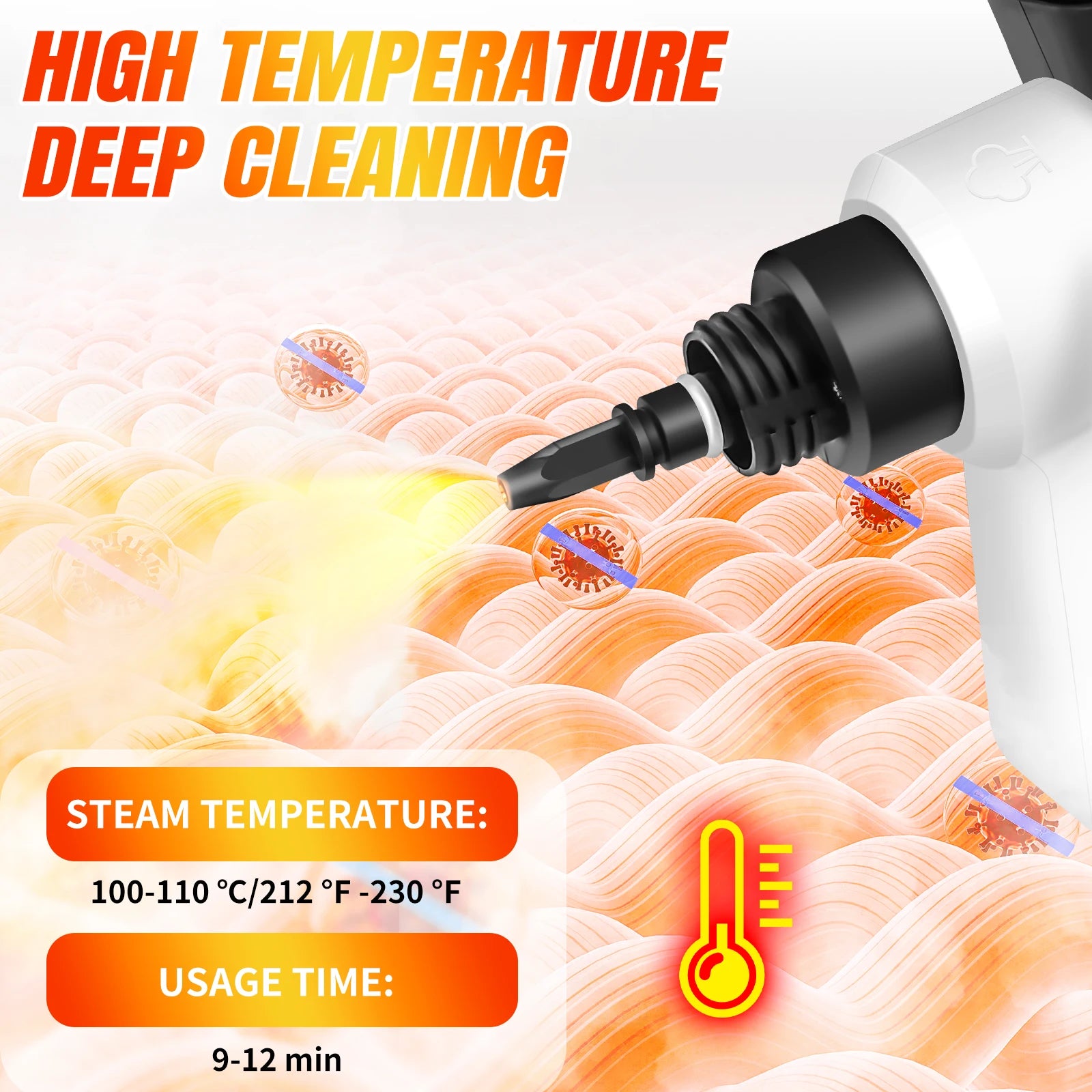Tidesmit high pressure steam cleaner with 9-piece accessory set and steam cannon for deep surface stain removal
