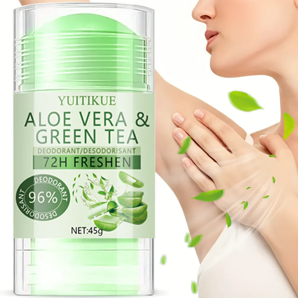 Tidesmit Aloe Vera & Green Tea Deodorant 45g, a 96% natural antiperspirant providing 72H odor and sweat protection.