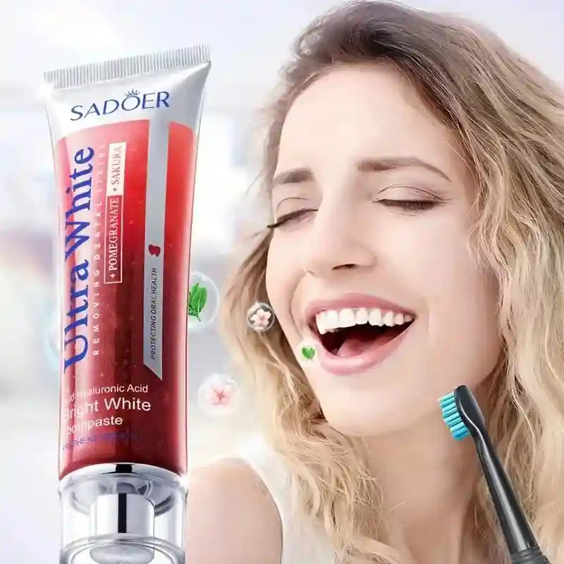 Tidesmit Sakura Red Pomegranate fluoride-free whitening toothpaste for deep stain removal and fresh breath
