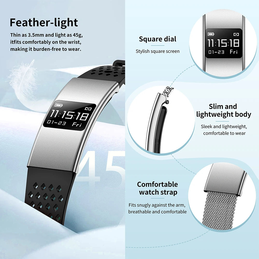 B9 3.5mm Ultra Thin Smart Bracelet Men Women IP68 Waterproof Call Reminder Fitness Sport Smart Band Lightweight Health Wristband