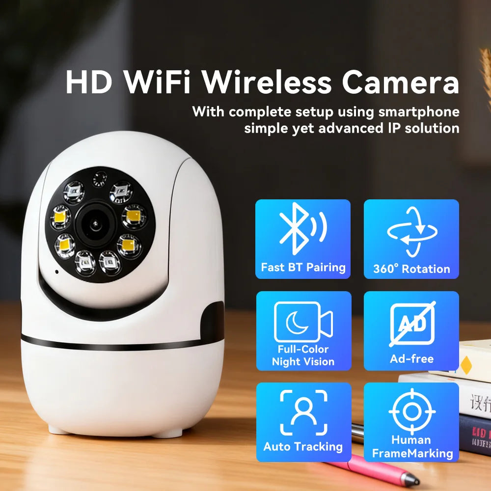 PEGATAH 2K 360° PTZ Home Security Camera Automatic Tracking AI Human Detection Night Vision Video Surveillance Monitor O-Kam Pro