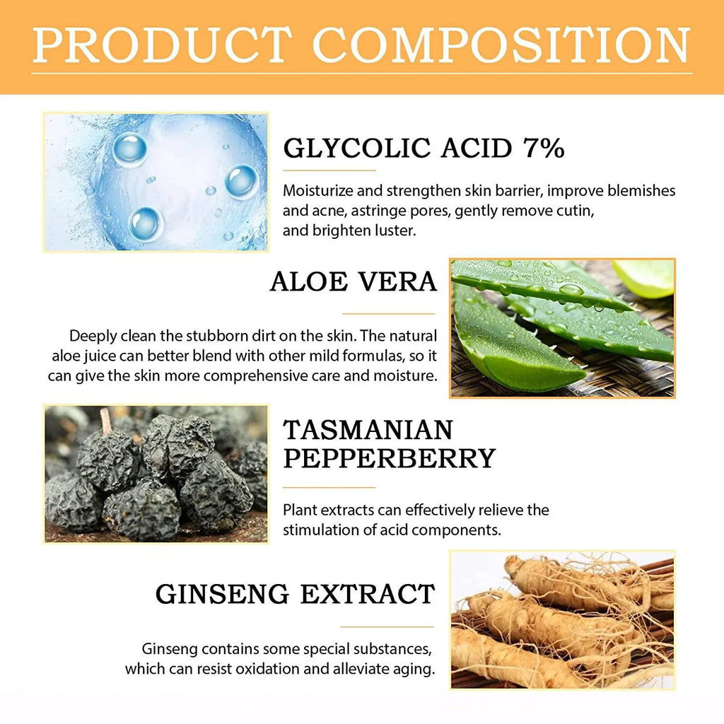 Tidesmit 100ml Glycolic Acid 7% toning solution for acne prone skin texture close-up