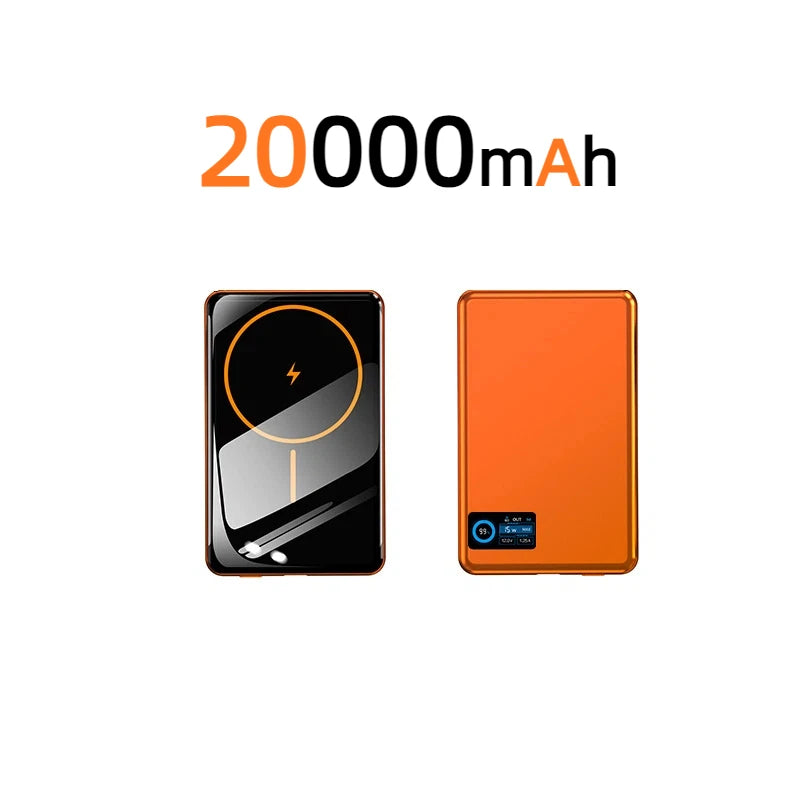 Magnetic Fast Charging Power Bank - High Capacity Travel Battery Pack Orange 20000mAh Tidesmit