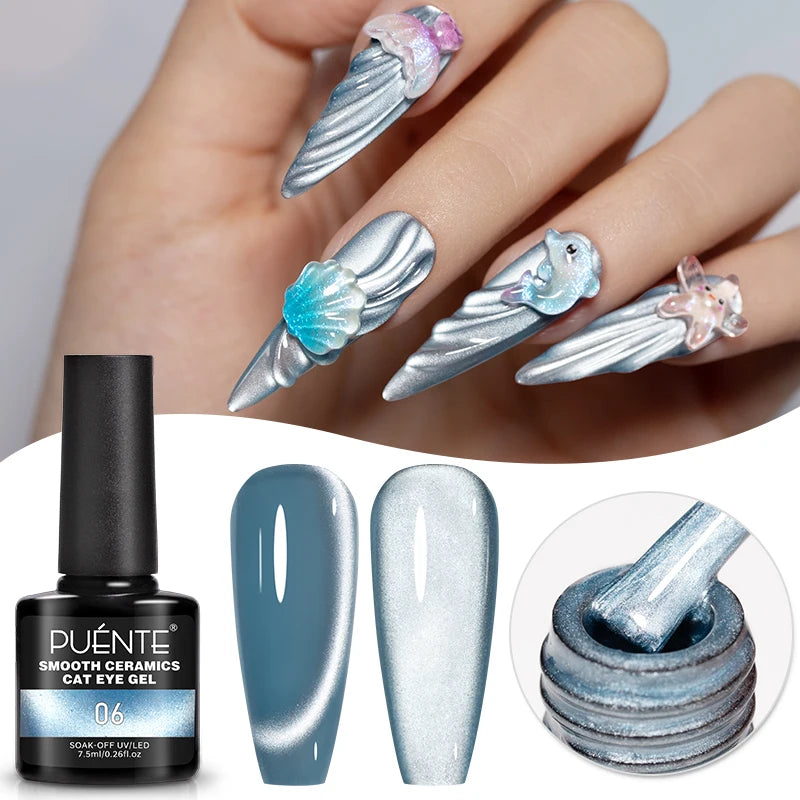 3D Sculpture Gel Nail Polish 15ml - Professional Soak Off Formula Permanent Makeup Machines Ceramics Cat Eye 06 Tidesmit