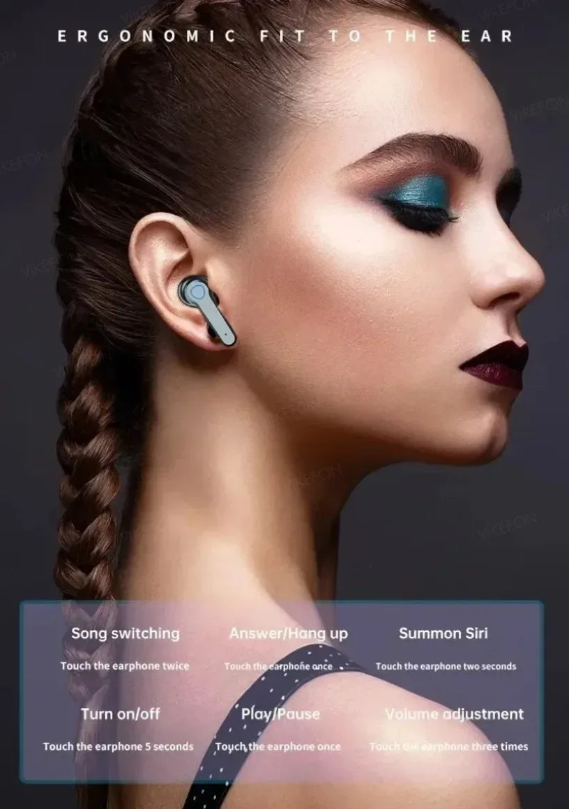Tidesmit Bluetooth Wireless Earbuds with LED Display – Black Tidesmit
