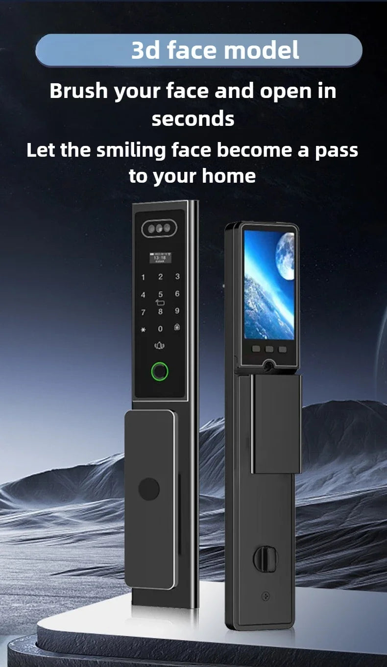 Outdoor Lock with Surveillance Camera Home Automatic Smart Door Lock 3d Facial Recognition Fingerprint Password