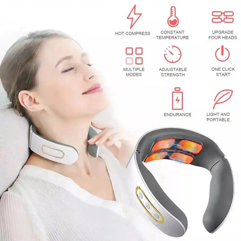 Wireless Neck and Shoulder Massager - Heated TENS Relaxation Therapy Relaxation Treatment Tidesmit