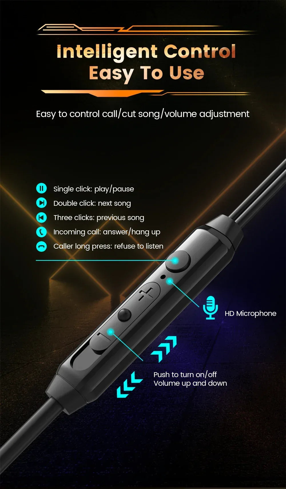Wired In-Ear Headphones with Dual Microphone - Tidesmit 90° Elbow Tidesmit