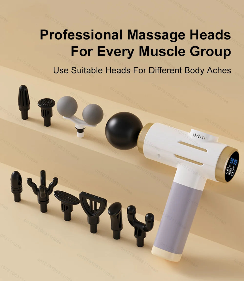 Electric Muscle Massage Gun - 99-Speed Deep Tissue Recovery - White Fascia Gun Tidesmit