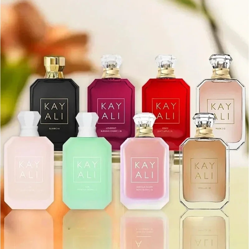 Kayali Eau de Parfum collection: Luxury floral, fruity, and vanilla signature scent glass bottles for women.