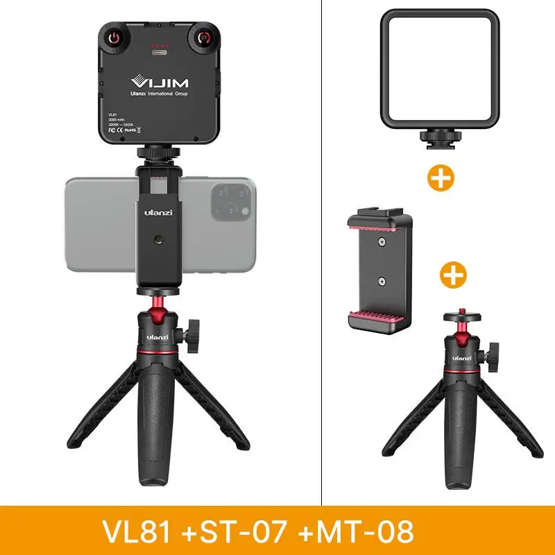LED Video Light Dimmable Vlog Panel | 3200-5600K Adjustable Color China Mainland VL81 kit Tidesmit