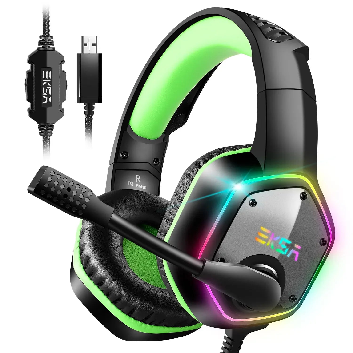 Tidesmit E1000 Gaming Headset with 7.1 Surround Sound - Wired Green Tidesmit
