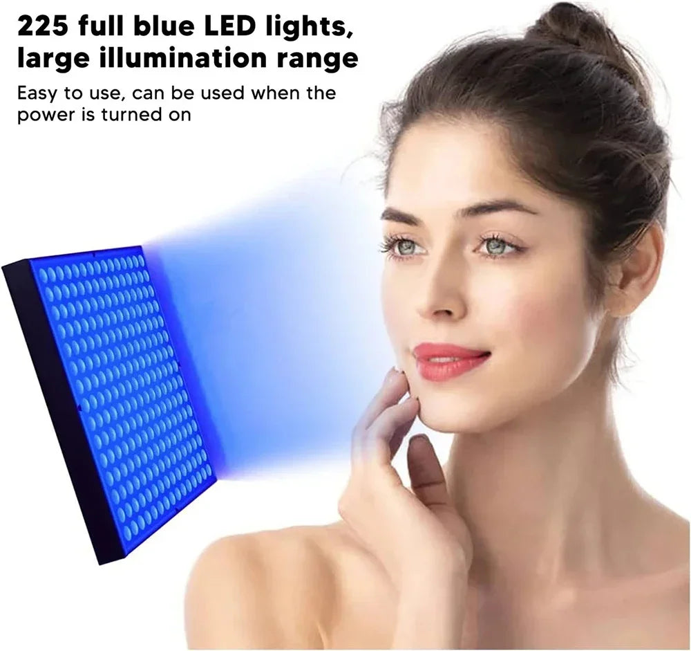 UV solarium tanning lamp with 225 blue LED lights for skin care and body tanning on an adjustable stand.