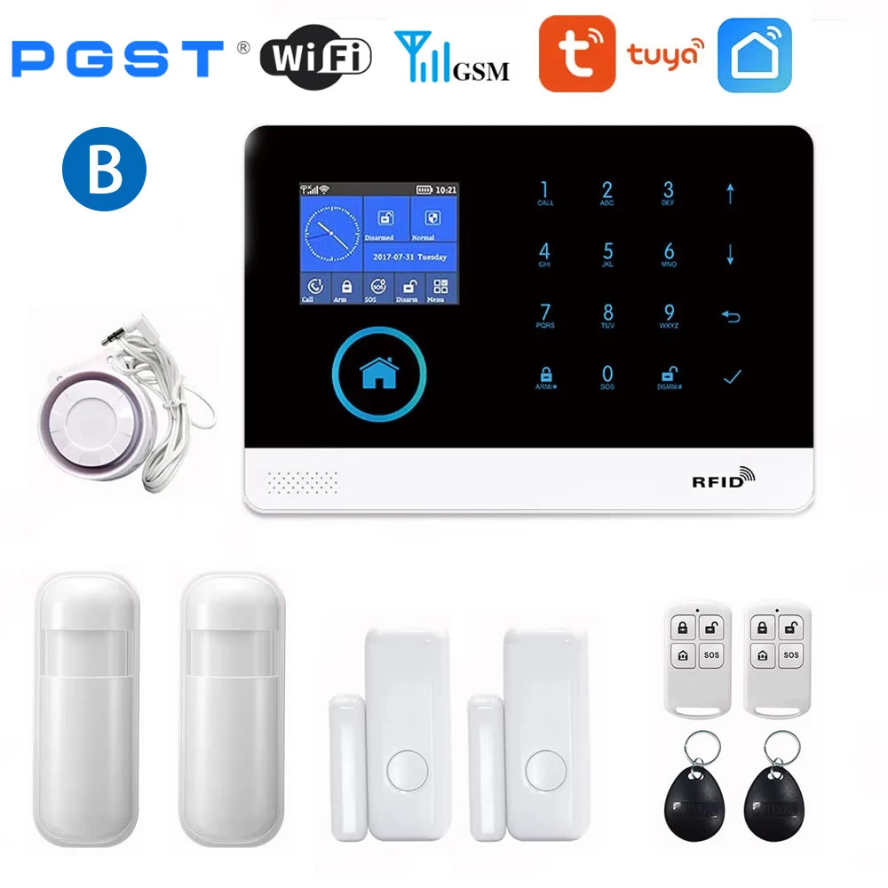 Wireless Home Alarm System with WiFi, Tuya App, and Smart Alerts B Eu plug Tidesmit