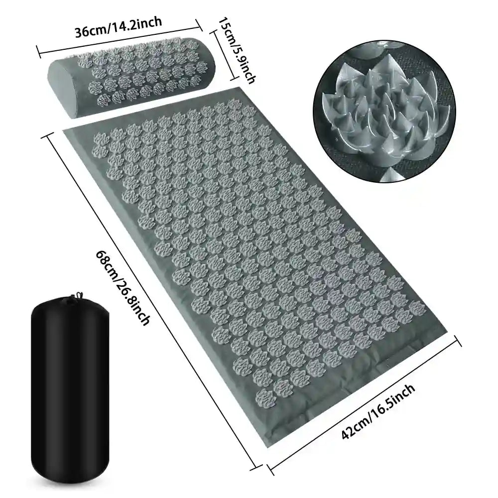 Acupressure Mat Set with Pillow - Deep Tissue Muscle Relief 3PCS Massage Roller Tidesmit