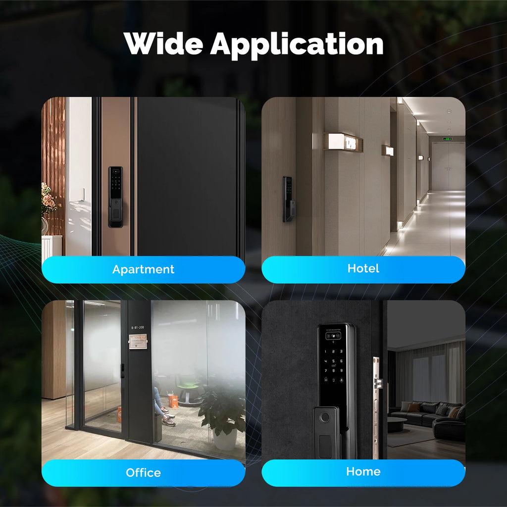 MOES Tuya WiFi Smart Door Lock Facial Palm Vein Recognition Remote Fingerprint Password IC Card Unlock Indoor Battery Powered