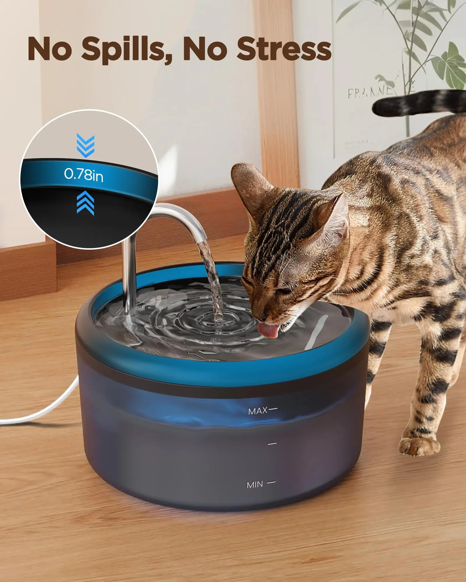 Automatic Water Fountain: 2.4L Pet Water Fountain, Cat Water Fountain for Cats Indoor, Silent Water Bowls for Small Animal
