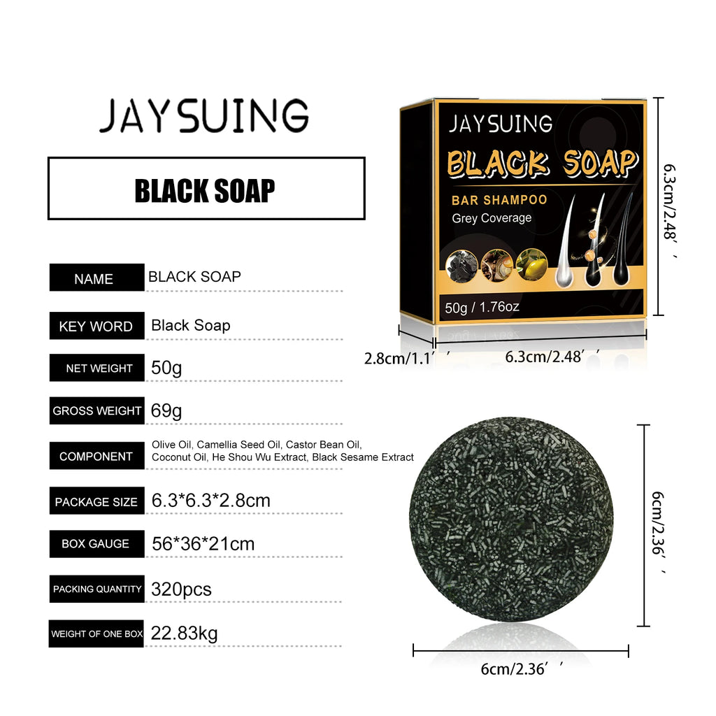 Gray Hair Shampoo Bar Turn Black Improve Dull & White Hair Anti-Dandruff Nourish Scalp  Polygonum Multiflorum Biotin Soap