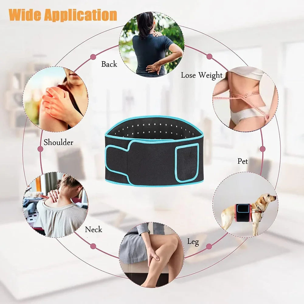 Red ＆Infrared LED Light Therapy Belt 850nm 660nm Back Pain Relief Wrap Burn Fat Belt Slimming Machine Waist Heat Pad Full Body