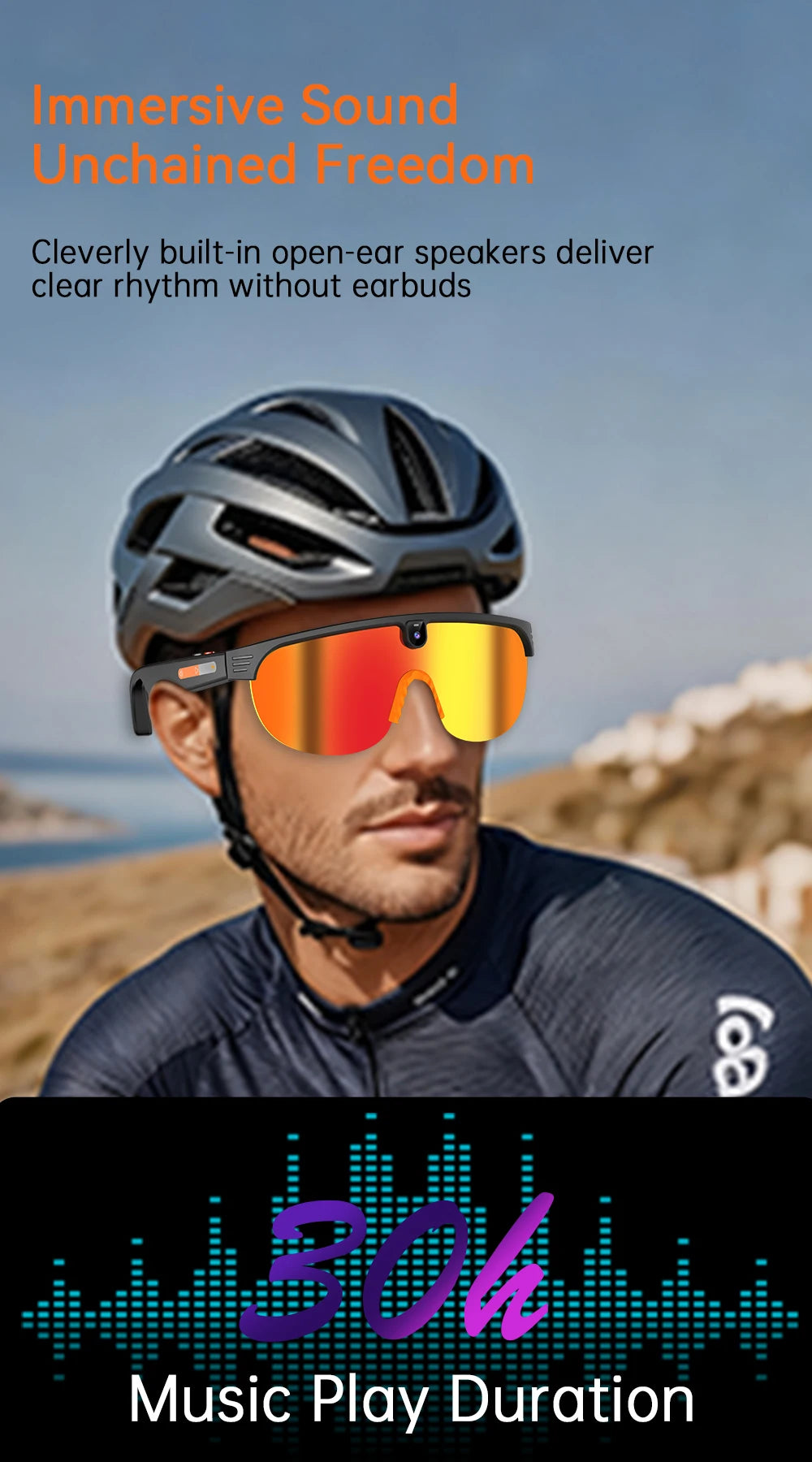Tidesmit Smart Cycling Glasses with HD Camera and Spatial Bluetooth Audio Tidesmit