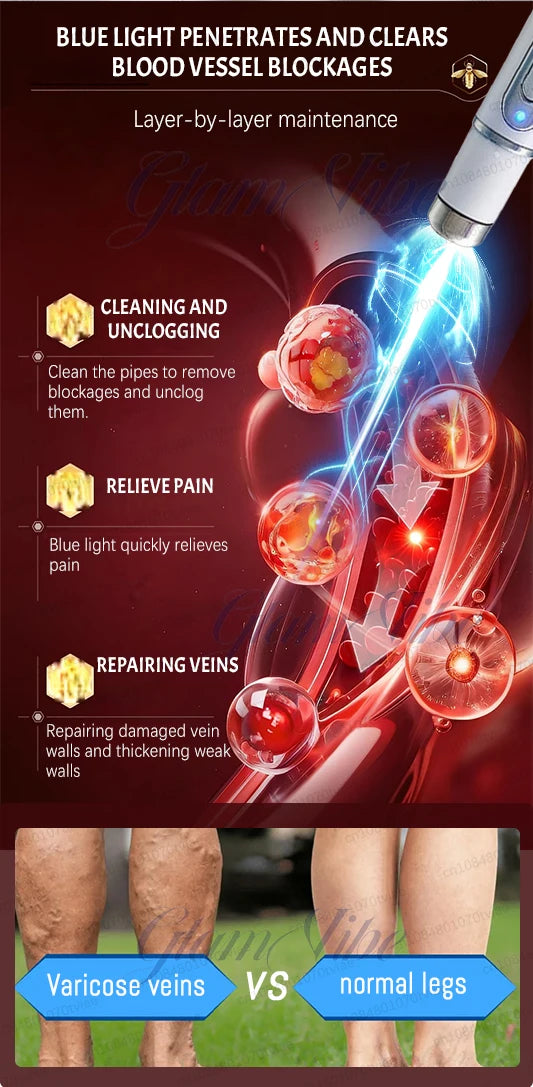 Blue Light Pen for Leg Health - Portable Wellness Therapy Device Relaxation Treatment Tidesmit