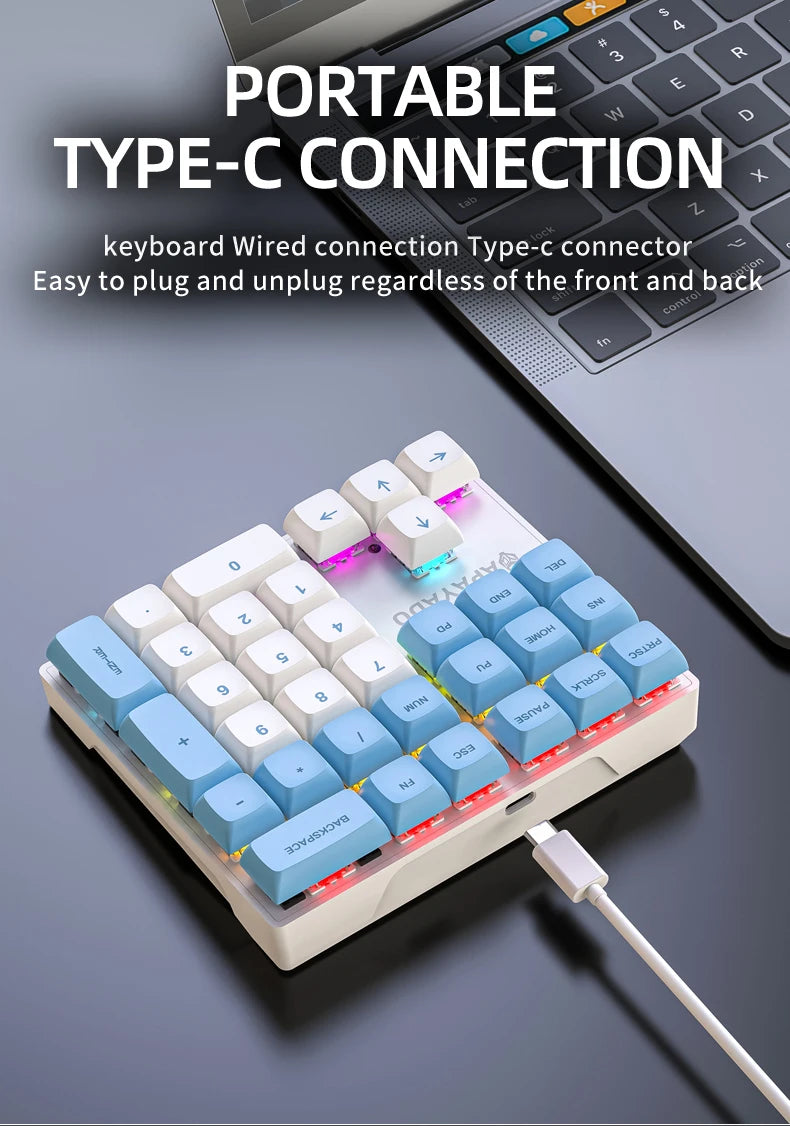 APAYADO K33 Mini Numeric Keyboard 33Keys,Blue Mechanical Shaft,RGB,PBT Keycaps for Treasury / Accounting / Finance