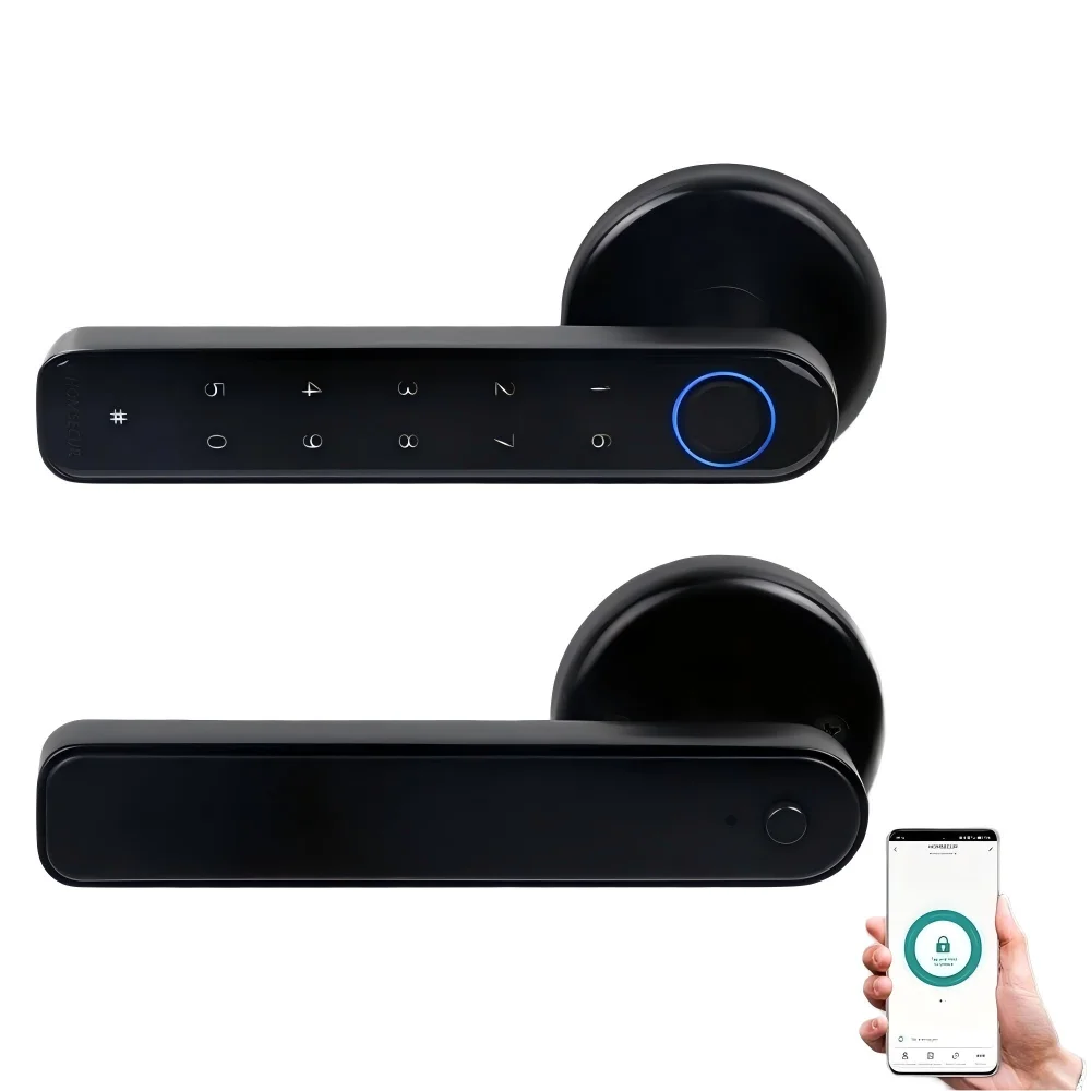 HOMSECUR Bluetooth Fingerprint Door Lock Password Keyless Entry Door Handle APP Control