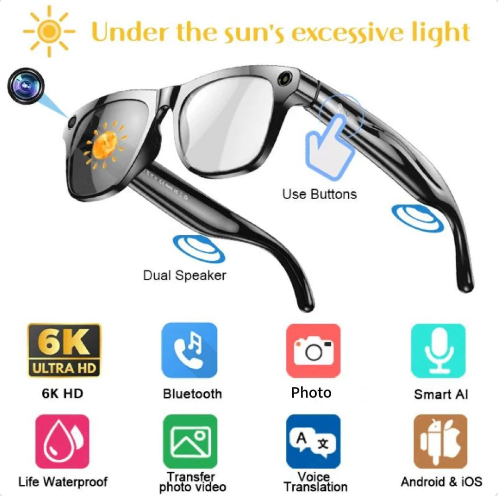 AI Smart Glasses with 4K Camera and Live Translation - Tidesmit Tidesmit