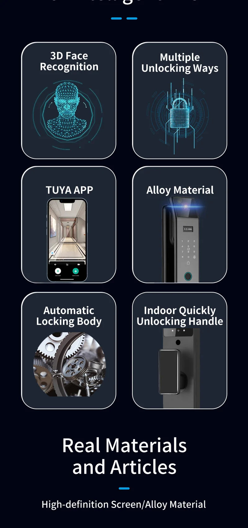 3D Face Real-time Intercom Smart Door Lock Biometric Electronic Security Camera Intelligent Fingerprint Password Key Unlock