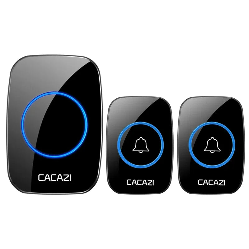CACAZI 36 music 110DB 300M Wireless Doorbell Waterproof Remote Battery powered Smart Door Bell Battery 1  2 Button 1 2  Receiver