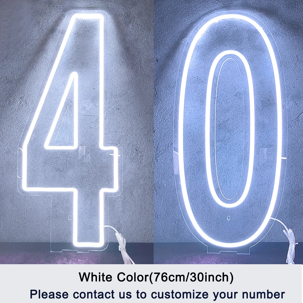 LED Neon Number Sign for Weddings | Customizable Event Lighting 76-100cm number 40 China Mainland Tidesmit