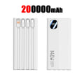 Portable Charger with 4-in-1 Cables - High Capacity Power Bank 50000mAh+ White 200000mAh Tidesmit