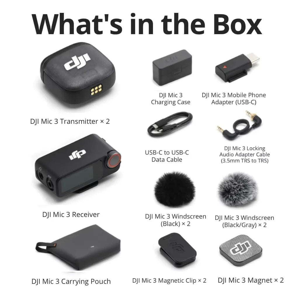DJI Mic 3 Wireless Lavalier Microphone Kit | 2TX 1RX Dual Channel 2 TX 1 RX China Mainland Tidesmit