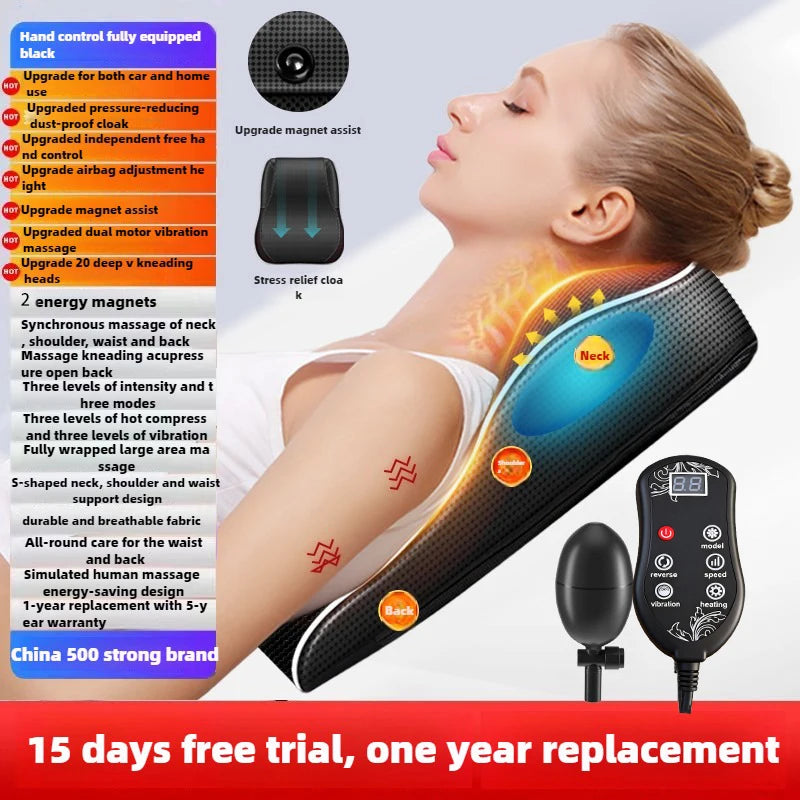 Electric Cervical Neck Massager with Heat Therapy and Airbag Traction Back Massage Instrument Upgraded China Mainland