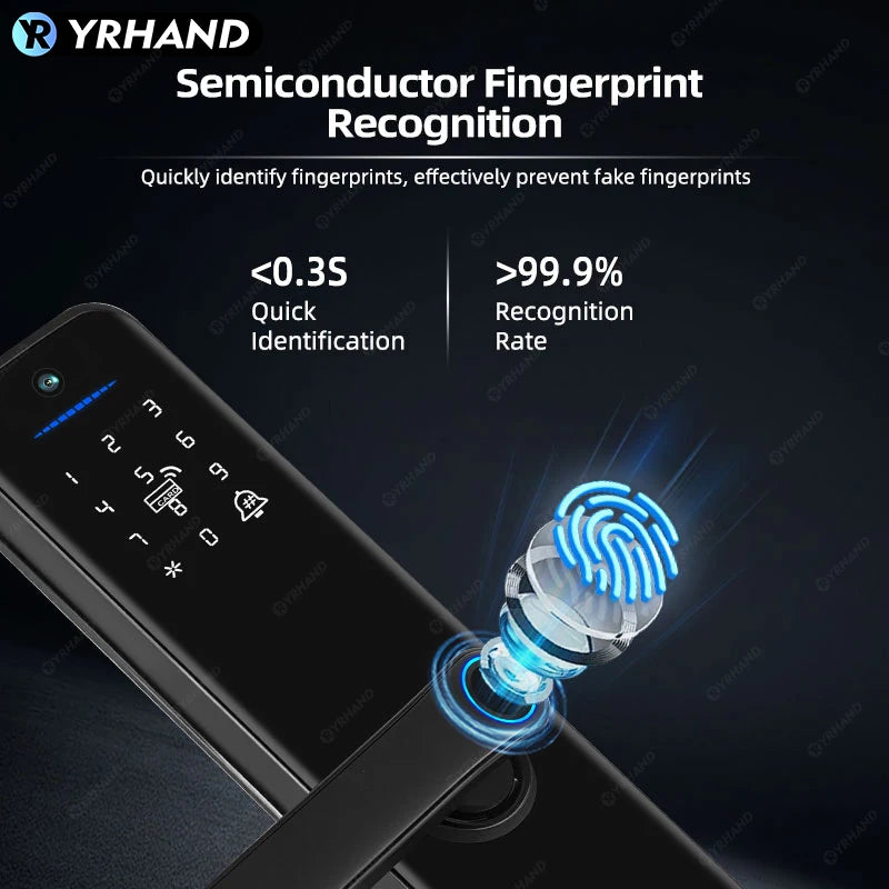 Tuya Wifi Smart Lock Electronic Digital Lock Featuring Biometric Fingerprint Recognition Camera Smart Card&Password Key Unlock