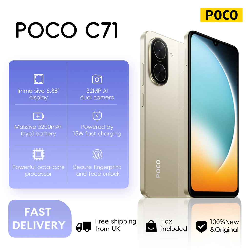 POCO C71 4G Smartphone: 120Hz Display, 5200mAh Battery - Blue AE Tidesmit