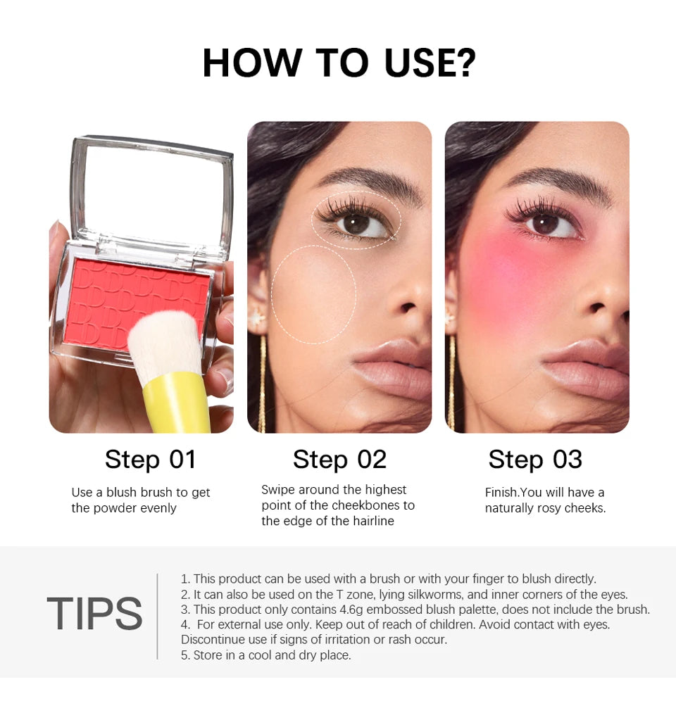 Tidesmit matte natural peach cheek tint blush palette for waterproof face contouring and professional makeup