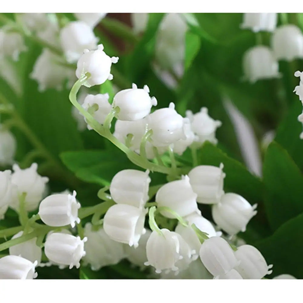 1 Pcs Artificial Flower Lily Of The Valley Flower Bunch W/ 3 Bunch White Green For Home Decoration Accessories