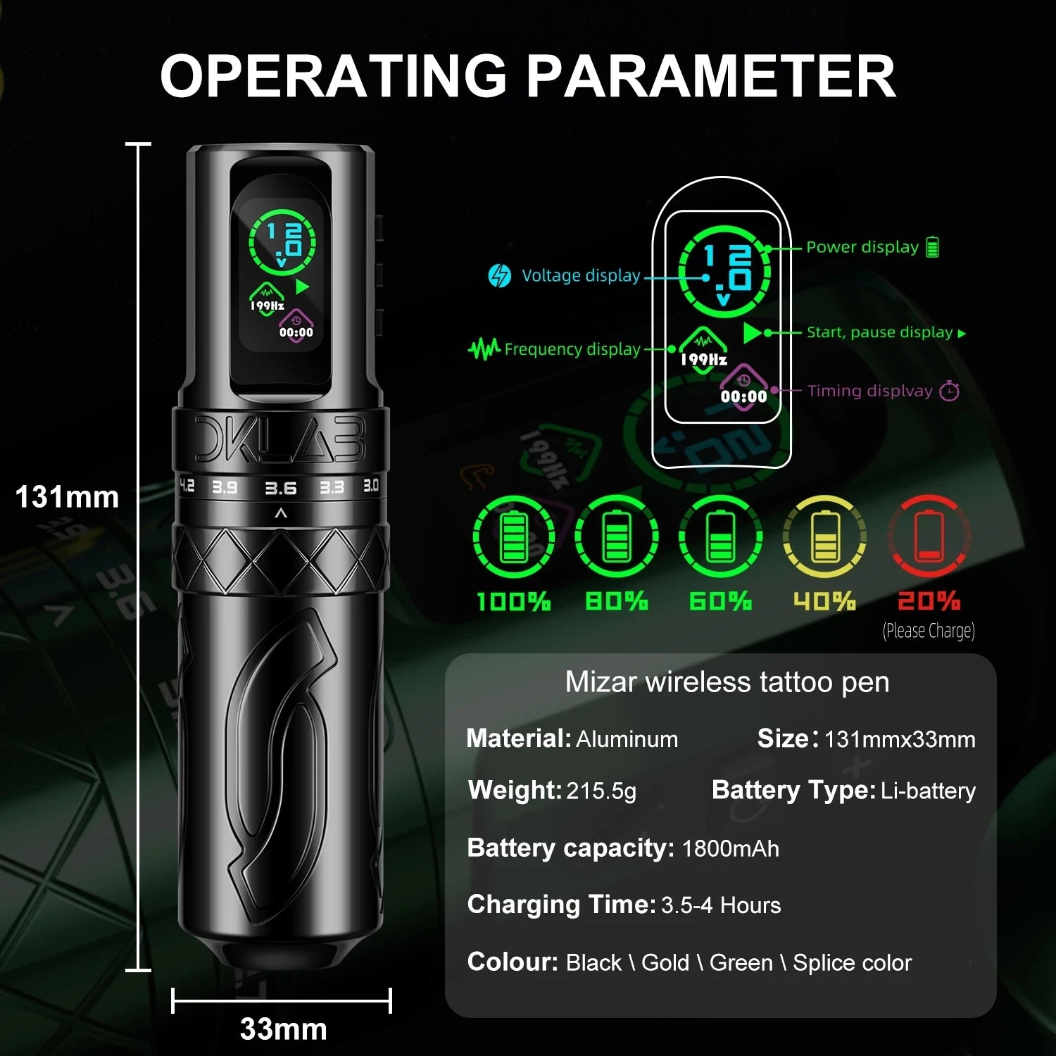Wireless PMU Machine Pen with Adjustable Stroke - Tidesmit Professional Series Permanent Makeup Machines Tidesmit