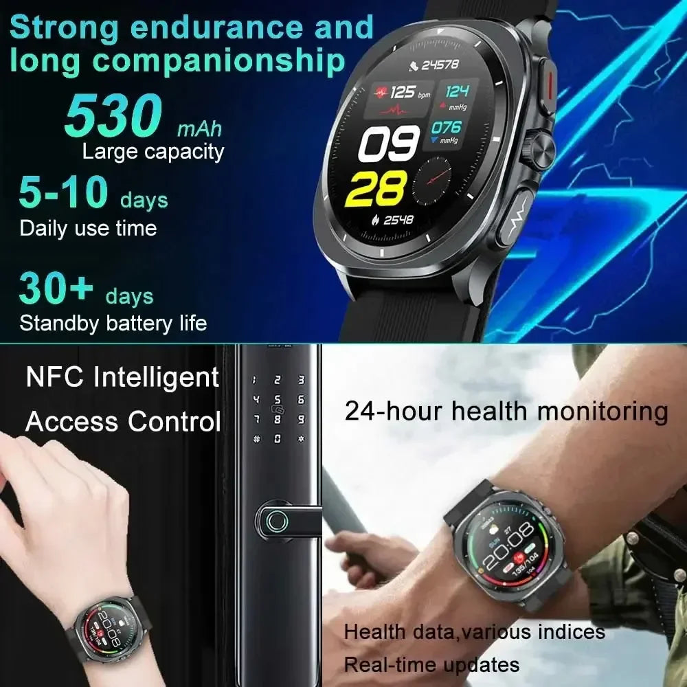 New AI Diagnosis Smart Watch Men, Air Pump Airbag Accurate Measure Blood Pressuer ECG Uric Acid Lipid Smartwatches For XIAOMI