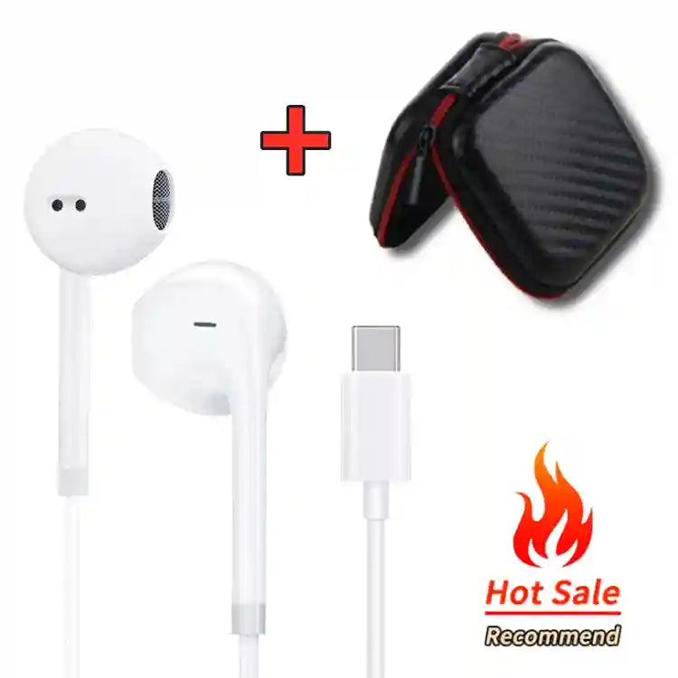 Wired USB C Headphones with HD Mic - Noise Cancelling Earbuds A222-TypeC-Bag Tidesmit