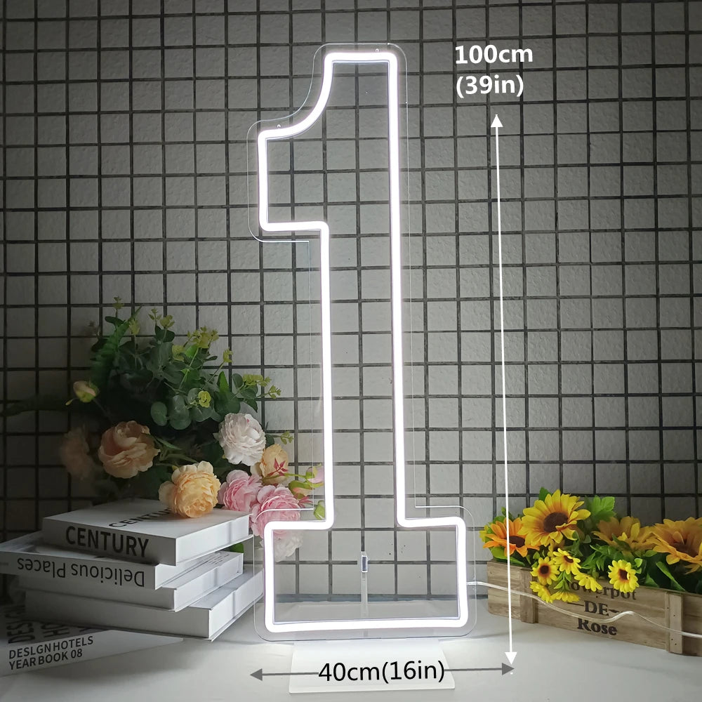 LED Neon Number Sign for Weddings | Customizable Event Lighting 76-100cm Tidesmit